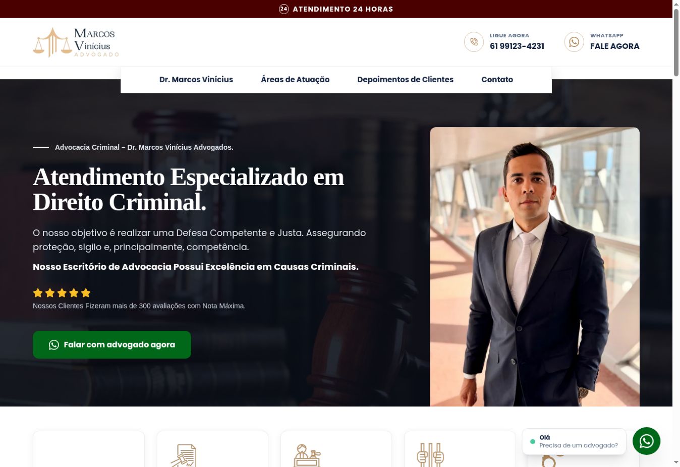 Captura da página inicial do Dr. Marcos Vinícius Advogados