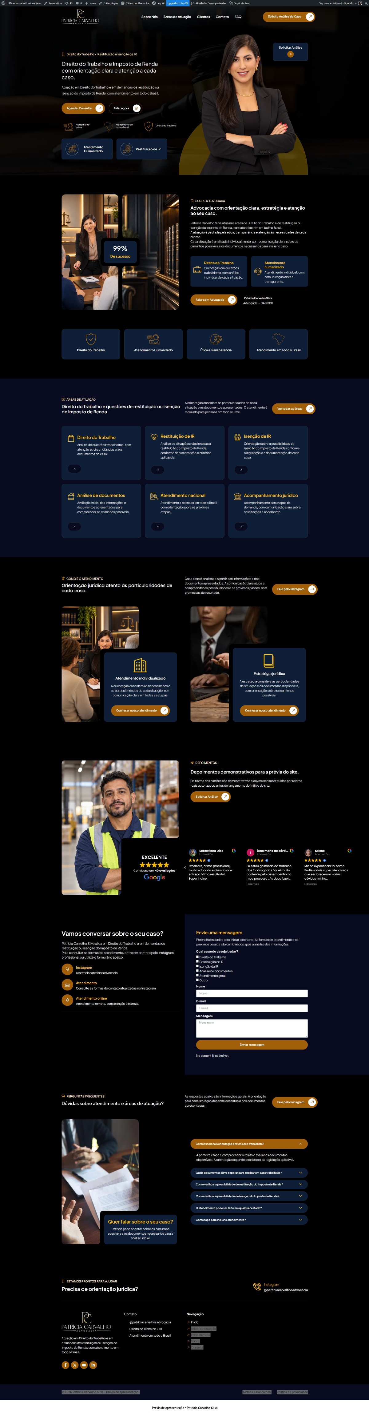 Captura completa da prévia do site da Dra. Patrícia Carvalho Silva